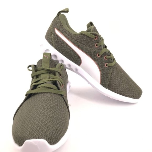 Puma Shoes - Puma Carson 2 Olive Green Metallic Mesh Sneaker